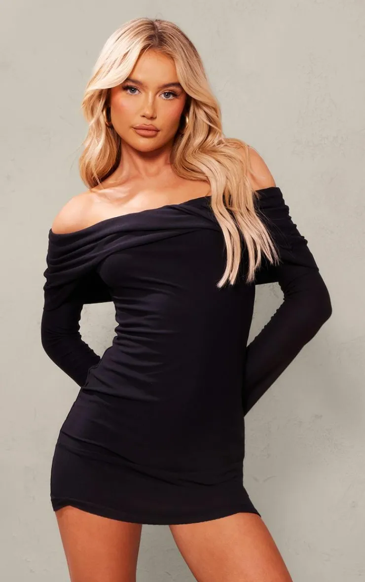 Soft Touch Twist Bardot Bodycon Dress-PrettyLittleThing Best