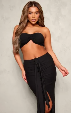 Best PrettyLittleThing Soft Touch Twist Front Bandeau Black