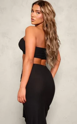 Best PrettyLittleThing Soft Touch Twist Front Bandeau Black
