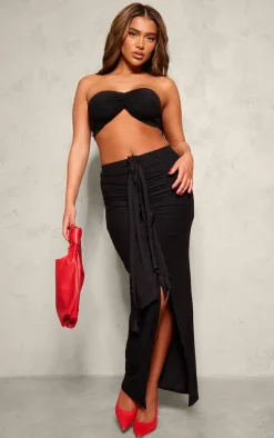 Best PrettyLittleThing Soft Touch Twist Front Bandeau Black