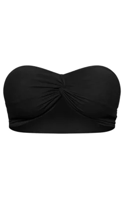 Best PrettyLittleThing Soft Touch Twist Front Bandeau Black