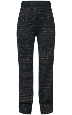 New PrettyLittleThing Space Dye Knitted Wide Leg Pants Black