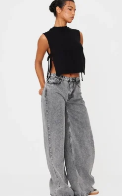 Black Split Side Knitted Vest