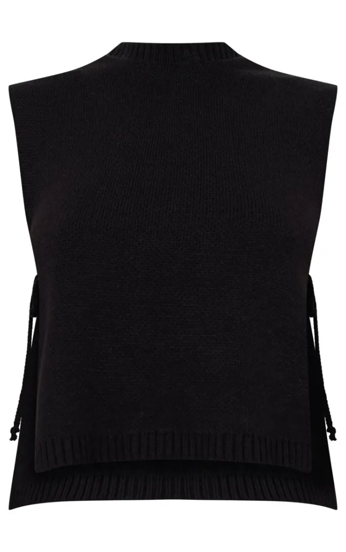 Black Split Side Knitted Vest
