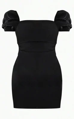Square Neck Cut Out Ruched Bodycon Dress-PrettyLittleThing