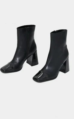 PrettyLittleThing Mid Heels*Square Toe Mid Flare Block Heels Ankle Boots