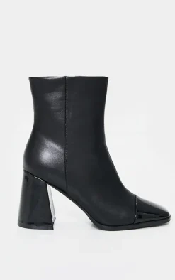 PrettyLittleThing Mid Heels*Square Toe Mid Flare Block Heels Ankle Boots