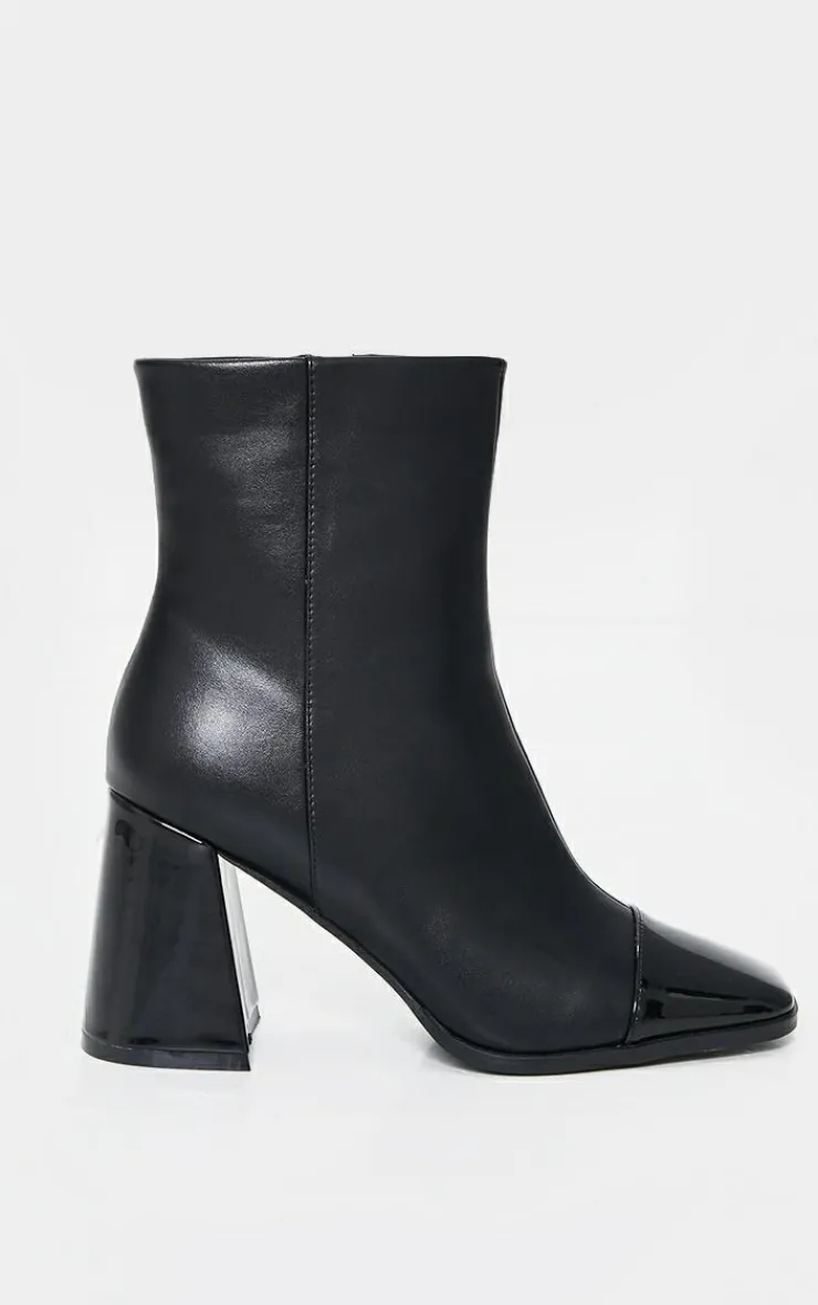 PrettyLittleThing Mid Heels*Square Toe Mid Flare Block Heels Ankle Boots