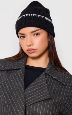 PrettyLittleThing Hats*Stitch Detail Rib Beanie