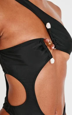 Black Stone Trim Cut Out Swimsuit