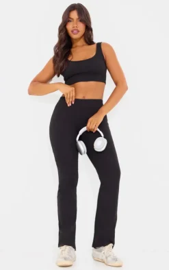Hot PrettyLittleThing Straight Leg Pants Black