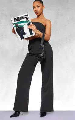New PrettyLittleThing Straight Leg Pinstripe Pants Black
