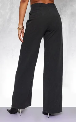 New PrettyLittleThing Straight Leg Pinstripe Pants Black