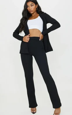 Discount PrettyLittleThing Straight Leg Suit Pant Black