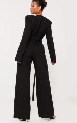 Strap Detail Cross Over Wide Leg Jumpsuit-PrettyLittleThing Sale