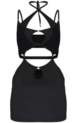 Strappy Mesh Detail Cut Out Bodycon Dress-PrettyLittleThing Clearance