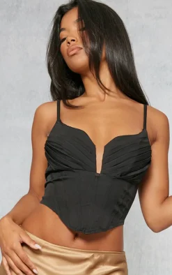 PrettyLittleThing Corsets*Strappy Pleated Bust Corset Detail Crop Top