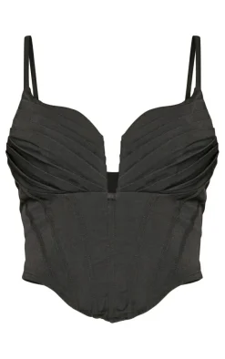PrettyLittleThing Corsets*Strappy Pleated Bust Corset Detail Crop Top
