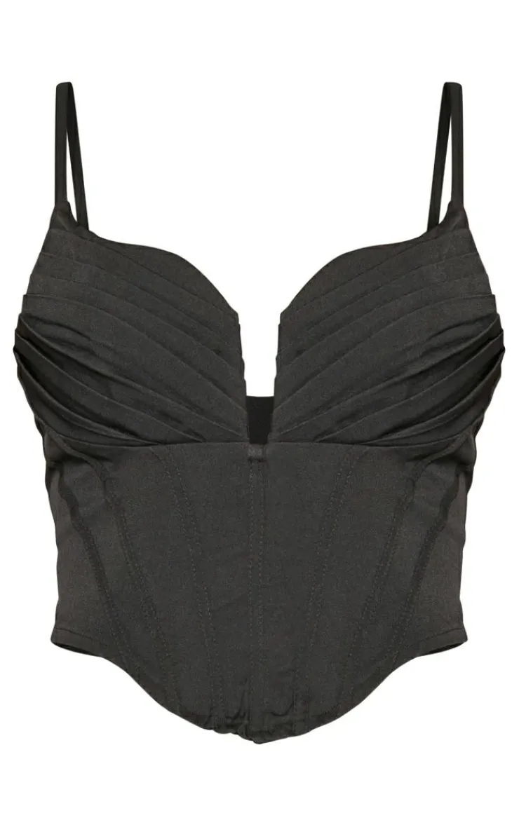 PrettyLittleThing Corsets*Strappy Pleated Bust Corset Detail Crop Top