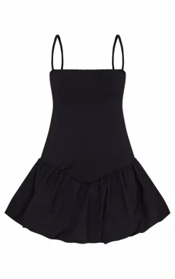 Strappy V Dip Waist Puffball Mini Dress-PrettyLittleThing Best