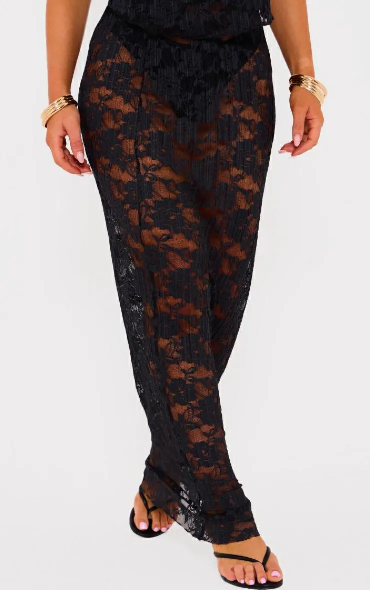 Best PrettyLittleThing Stretch Lace Maxi Skirt Black