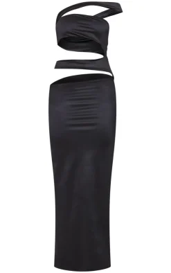 Stretch Satin Cut Out Maxi Dress-PrettyLittleThing New