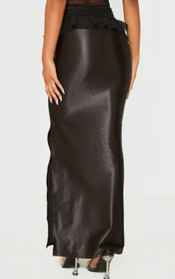 Stretch Satin Split Side Maxi Skirt-PrettyLittleThing Sale