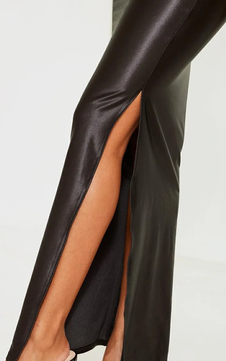 Stretch Satin Split Side Maxi Skirt-PrettyLittleThing Sale