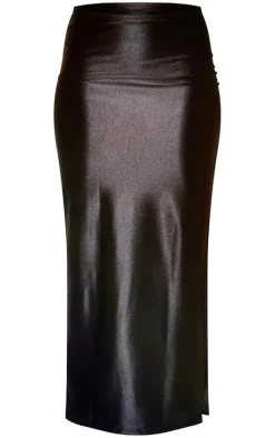 Stretch Satin Split Side Midaxi Skirt-PrettyLittleThing Discount