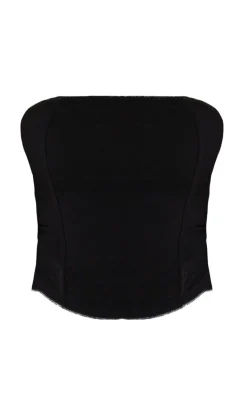 Clearance PrettyLittleThing Stretch Woven Bandeau Corset Black