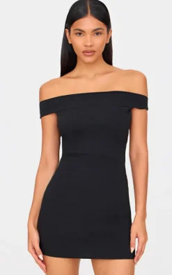 Stretch Woven Bardot Bodycon Dress-PrettyLittleThing Discount