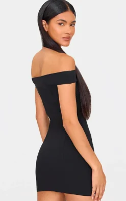 Stretch Woven Bardot Bodycon Dress-PrettyLittleThing Discount