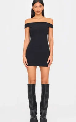 Stretch Woven Bardot Bodycon Dress-PrettyLittleThing Discount