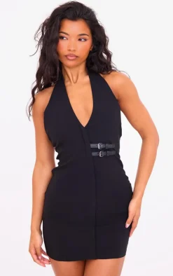 Stretch Woven Belted Bodycon Dress-PrettyLittleThing Best