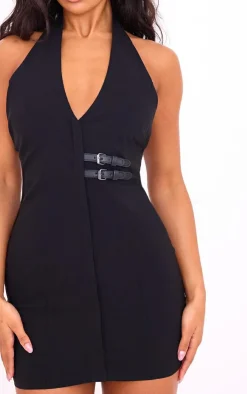 Stretch Woven Belted Bodycon Dress-PrettyLittleThing Best