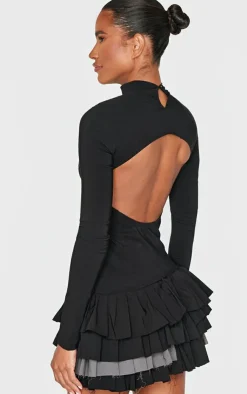 Stretch Woven Extreme Pleated Long Sleeve Shift Dress-PrettyLittleThing Online