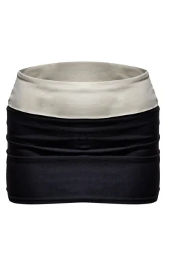 Best PrettyLittleThing Stretch Woven Fold Over Detail Micro Mini Skirt Black