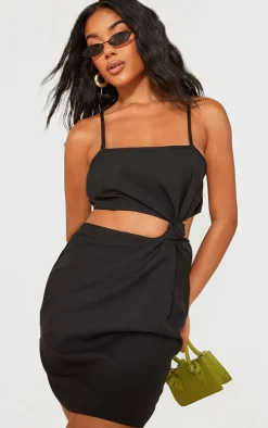 Stretch Woven Knot Cut Out Bodycon Dress-PrettyLittleThing Best