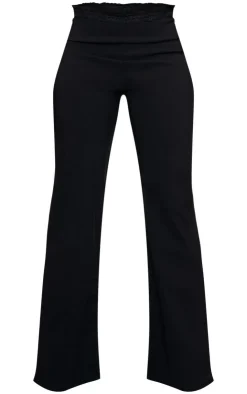 Online PrettyLittleThing Stretch Woven Lace Hem Detail Pants Black