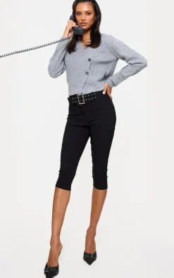 Stretch Woven Low Rise Belted Capri Pants-PrettyLittleThing Sale