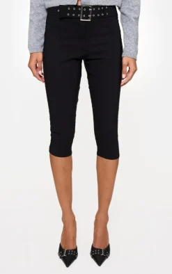 Stretch Woven Low Rise Belted Capri Pants-PrettyLittleThing Sale