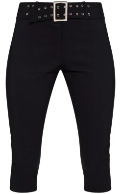 Stretch Woven Low Rise Belted Capri Pants-PrettyLittleThing Sale