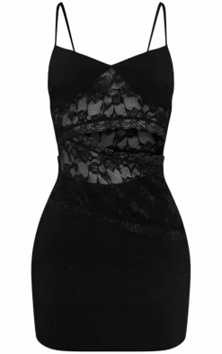 Stretch Woven Mesh Panelling Cut Out Mini Dress-PrettyLittleThing Best