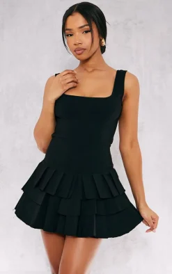 PrettyLittleThing Christmas Shop*Stretch Woven Pleated Skort Romper