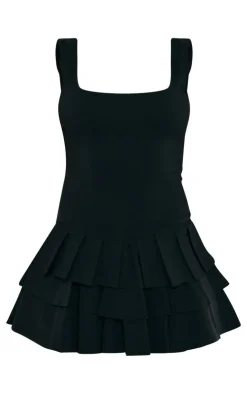 PrettyLittleThing Christmas Shop*Stretch Woven Pleated Skort Romper
