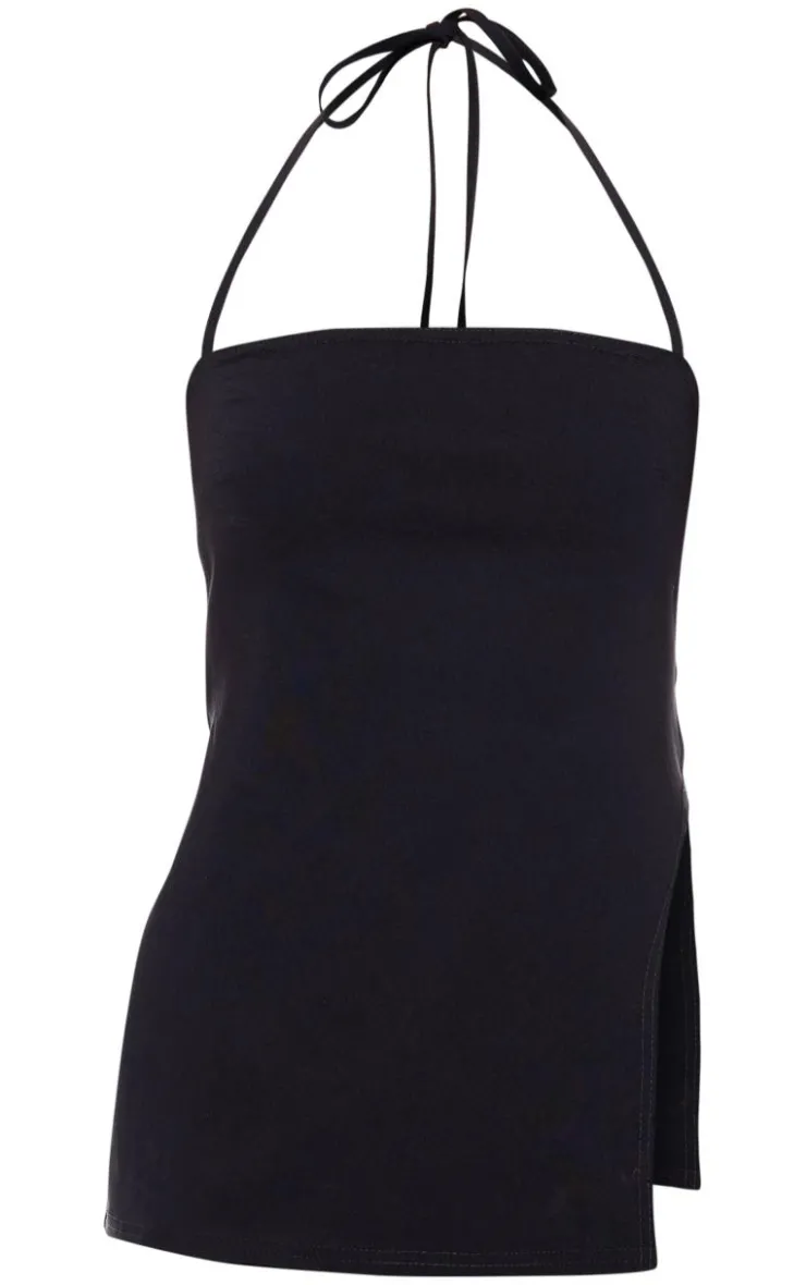 PrettyLittleThing Sleeveless Tops*Stretch Woven Split Asymmetric Hem Long Top