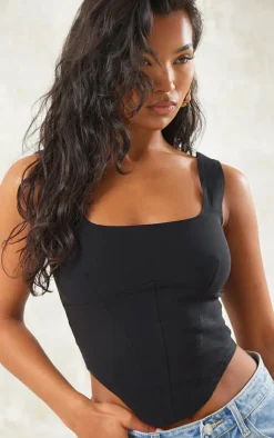 PrettyLittleThing Corsets*Stretch Woven Square Neck Corset Top