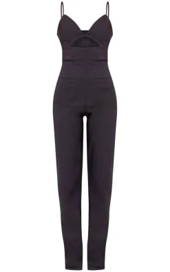 Stretch Woven Strappy Cut Out Detail Straight Leg Jumpsuit-PrettyLittleThing Online