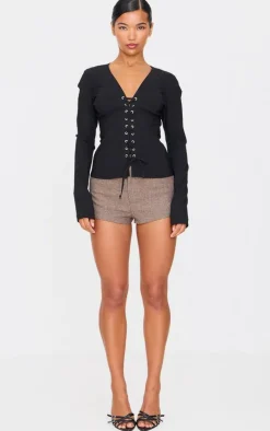 PrettyLittleThing Shirts*Stretch Woven Tie Front Fitted Shirt