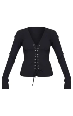PrettyLittleThing Shirts*Stretch Woven Tie Front Fitted Shirt